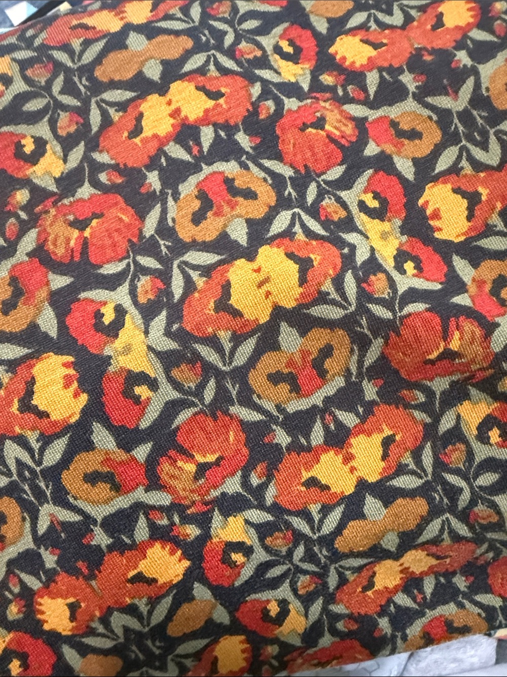 LuLaRoe Julia Midi Dress in Mustard, Orange & Black Floral Tile Print - Picture 3 of 3